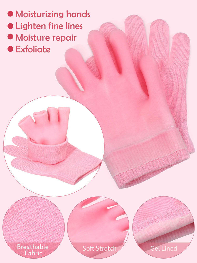 2 Pairs Moisturizing Gloves Soft Moisture Gloves Moisturizing Sleeping Gloves for Dry Rough and Cracked Hands, Black and Pink - BeesActive Australia