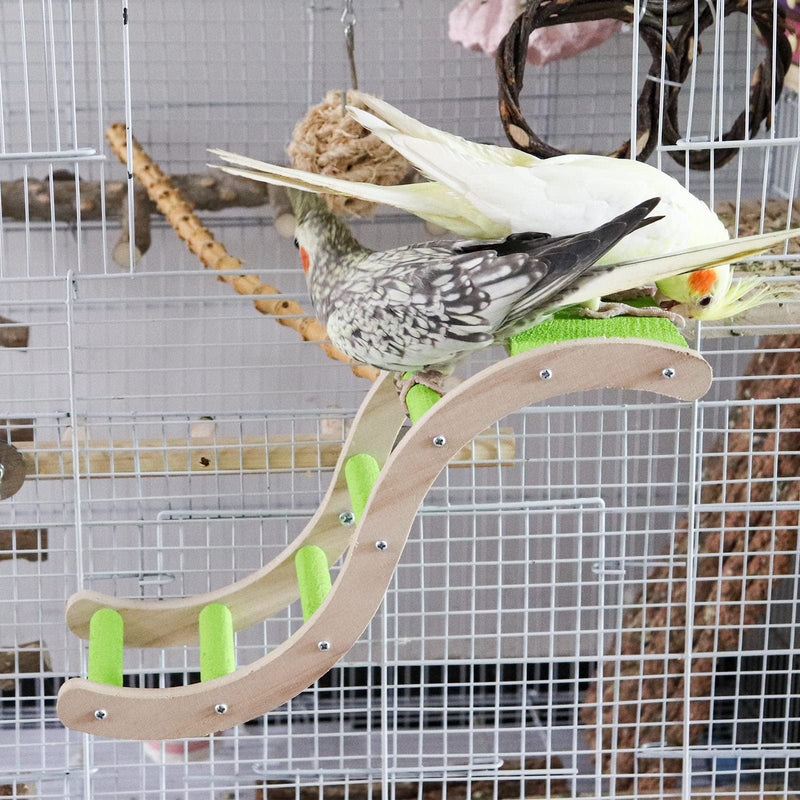 Bird Ladder Bridge, Wooden Pet Parrot Hamster Climbing Ladder Toys, Pet Bird Cage Accessories, Wood Climbing Ladder Perch for Bird Parrot Hamster Squirrel Sugar Gliders Parakeets Cockatiels(S Shape) S Shape - BeesActive Australia