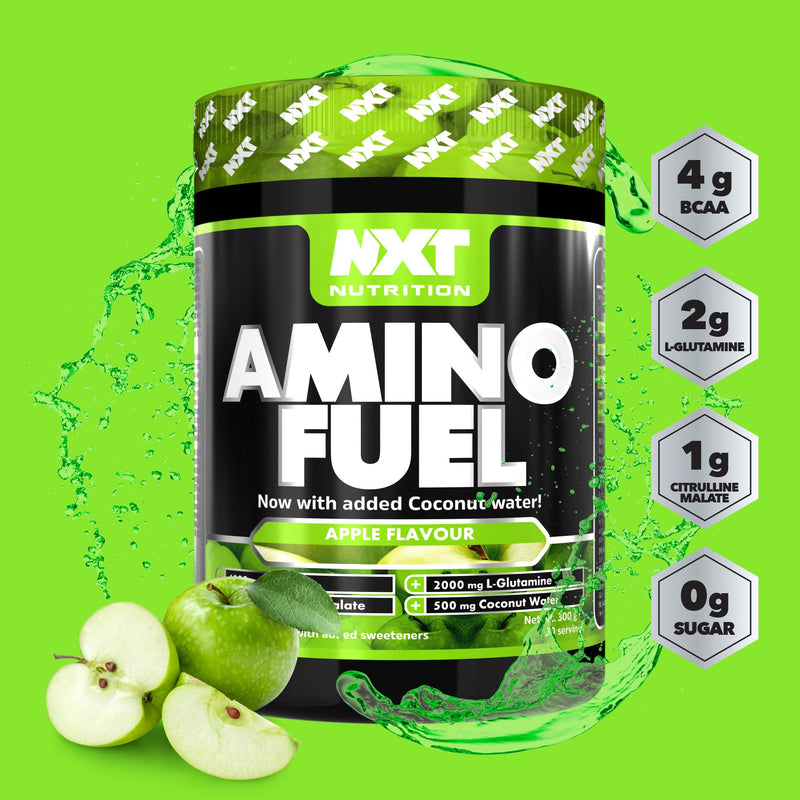NXT Nutrition Amino Fuel Energy Drink | BCAAs Amino Acids with Beta Alanine, Vitamin D3 and Citrulline Malate – for Performance, Endurance and Energy Support | (Apple) - BeesActive Australia