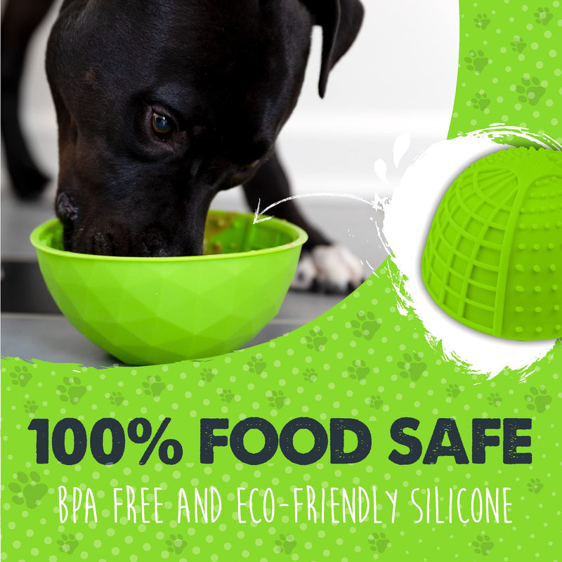Mighty Paw Dog Lick Bowl | Interactive Slow Feeder Puzzle for Anxiety, Calming and Boredom. Wobbles Or Stays Put. Works W/ Soft Food & Supports Oral Health. Dishwasher Safe BPA Free Silicone Green - BeesActive Australia