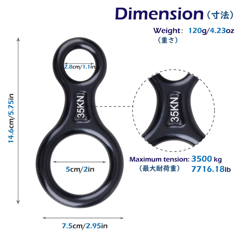 TRIWONDER 35KN Aluminum Climb Figure 8 Descender Rigging Plate Rappel Gear Downhill Equipment Heavy Duty Black - BeesActive Australia