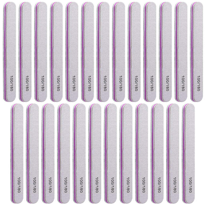 Hulless Nail Files 25 Pcs Double Sided Emery Board 100/180 Grit Nail Buffering Files for Home and Salon Use 6.9 Inch. - BeesActive Australia