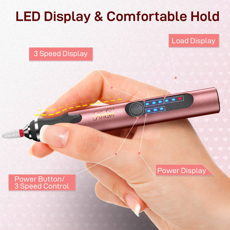 Rechargeable Cordless Electric Nail Drill - Ceramic Nail Drill Bits for Acrylic Professional Battery Operated Salon File Nail Machine Tool Kit Manicure Pedicure Polishing Tools, Removing Gel Nails Rose Gold - BeesActive Australia
