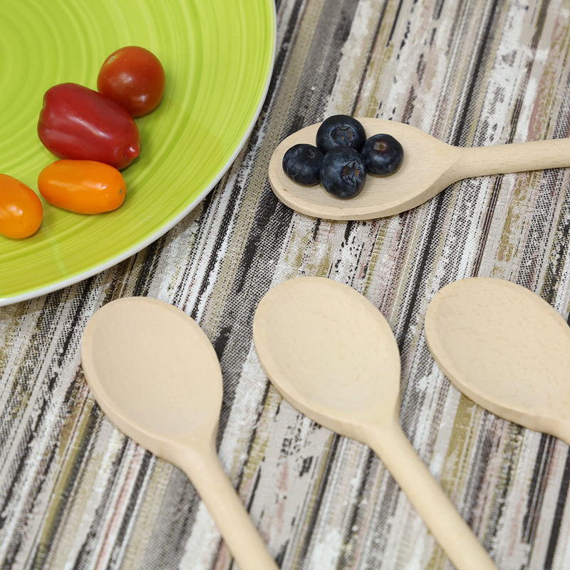BICB Oval Wooden Spoons for Cooking, Pack of 6 (12-Inch Long) Solid Natural Beechwood Cookware for Stirring, Mixing, Tasting, Serving Food, Craft, Sturdy, Durable, Extra-Strength - BeesActive Australia