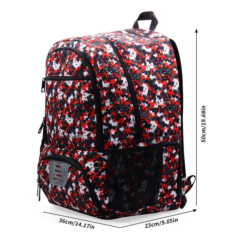 ZOEA Soccer Bag - Backpack for Soccer, Basketball & Football & Volleyball with Shoe & Ball Compartment for Youth and Adults Camouflage Red - BeesActive Australia