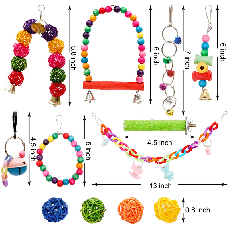 Youngever 12 Packs Bird Swing Toy, Parrot Toys Hanging Bell, Bird Cage Toys for Parrots, Finches, Macaws, Cockatiels - BeesActive Australia
