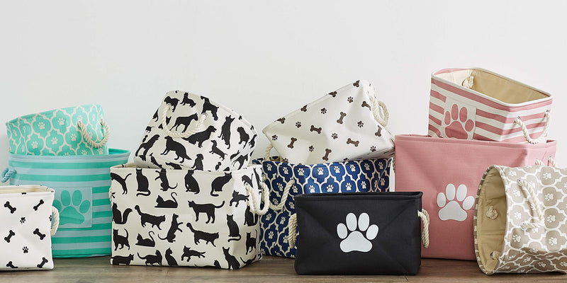 Bone Dry Pet Storage Collection Paw and Bone Print, Small Rectangle, Gray - BeesActive Australia