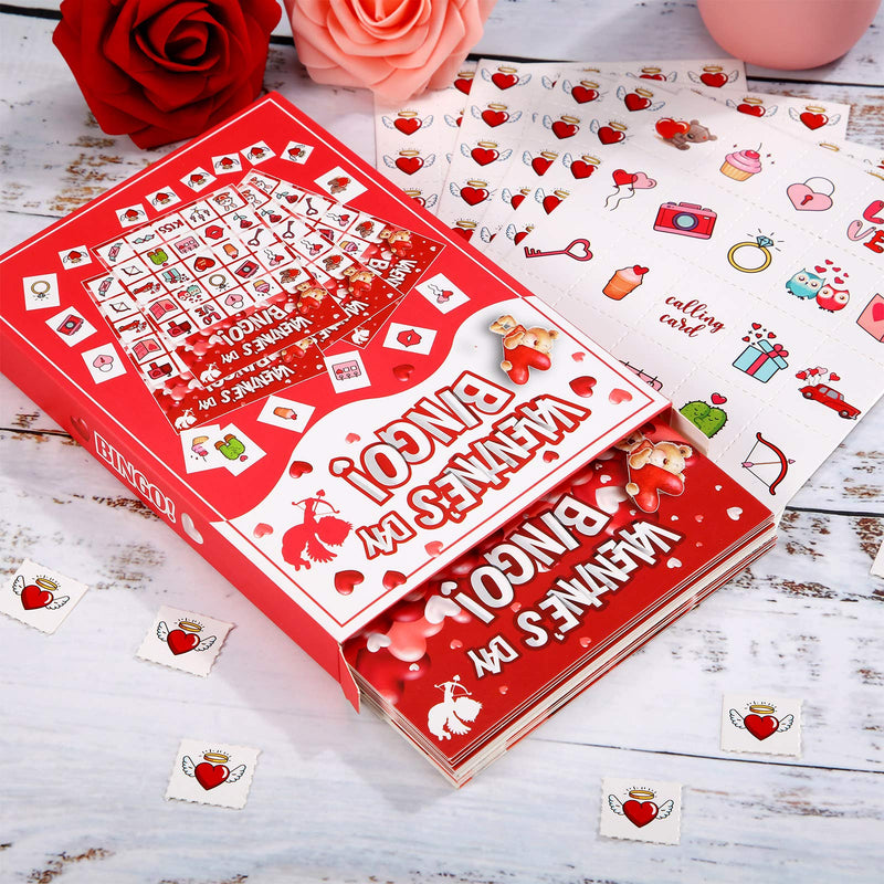 24 Pieces Player Valentine's Day Bingo Game and 10 Sheet Valentine's Day Tattoo Stickers Decals As Party Favor Class Game for Boys and Girls School Activities - BeesActive Australia
