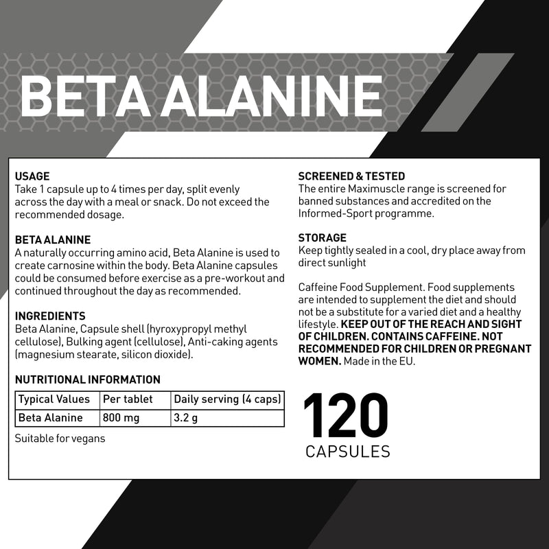 MAXIMUSCLE Beta Alanine Capsules 120'S - BeesActive Australia