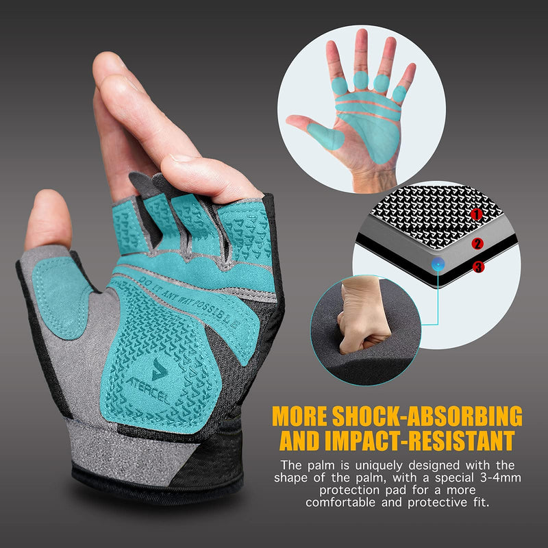 Atercel Weight Lifting Gloves Full Palm Protection, Workout Gloves for Gym, Cycling, Exercise, Breathable, Super Lightweight for Mens and Women Grey Black Medium - BeesActive Australia