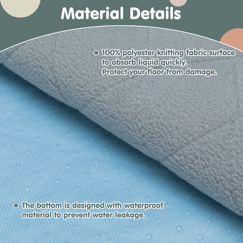 KOOLTAIL Waterproof Dog Food Mat Non-Slip 2 Pack - Absorbent Dog Bowl Mat Large Dogs Feeding Mat Washable Puppy Pee Pads for Dogs Doggy Cats Reusable 35.4" x 23.6" Grey - BeesActive Australia