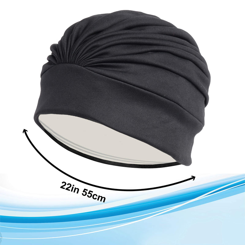 BEEMO Swim Caps for Women Swimming Turban Polyester Latex Lined Pleated for Ladies 2pk - White/Red - BeesActive Australia