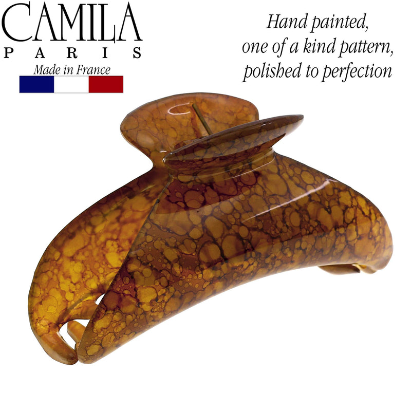 Camila Paris MP925 French Hair Clip for Women Thick Hair for Long Curly Wavy Hair, Girls Hair Claw Clips Jaw, Durable Styling Big Claw Clip for Thick Hair, Strong Hold No Slip Grip, Made in France Granite 4" - BeesActive Australia