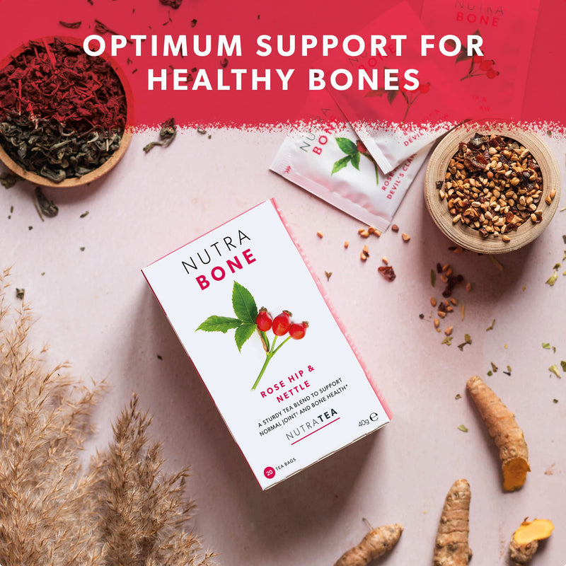 NUTRABONE - Bone Health Tea | Bone Strength Tea - Maintains Bone Density & Joint Care - Includes Ginkgo Biloba, Rosehip & Devil's Claw - 60 Enveloped Tea Bags - by Nutra Tea - Herbal Tea - (3 Pack) 20 Count (Pack of 3) - BeesActive Australia
