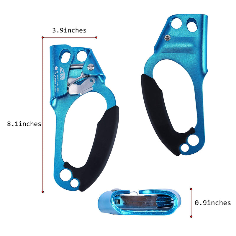 WILDKEN Climbing Hand Ascender Outdoor Mountaineering Tree Arborist Climbing Rappelling Equip Hand Ascender for 8-12MM Rope Left Right Hand Ascender Blue-Right Hand - BeesActive Australia