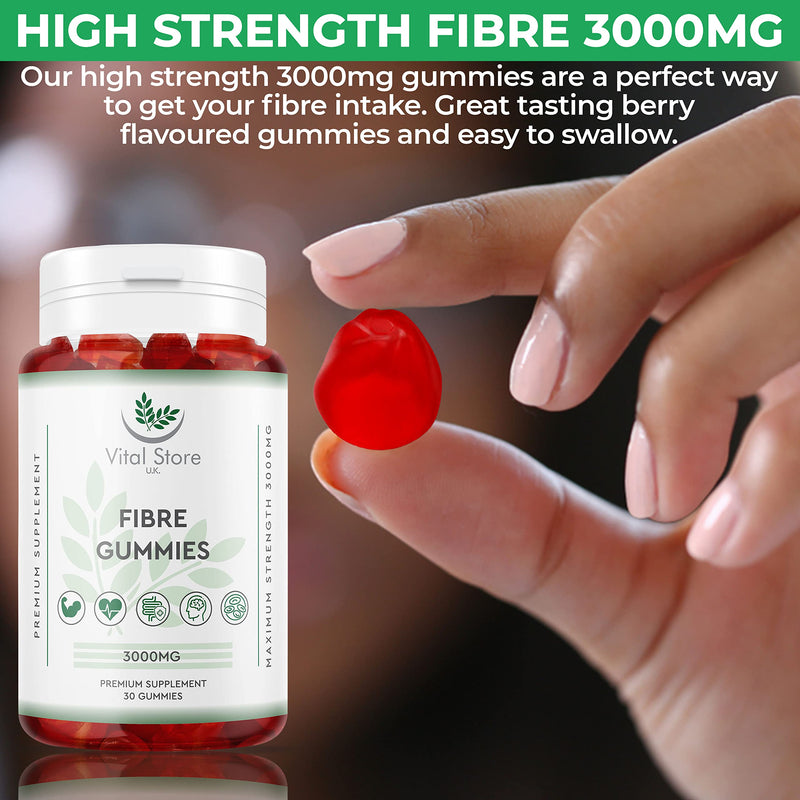 Fibre Gummies 3000MG - Vegan - One Month Supply - Berry Flavour Prebiotic Tapioca Chicory Root - High Strength Fibre Supplement - BeesActive Australia