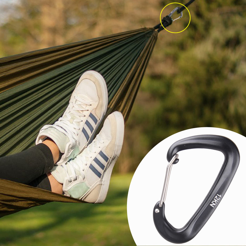 Azarxis Carabiner Clips, 12 25KN Aluminium D Ring Heavy Duty Lightweight Caribeaners for Hammock, Camping, Hiking, Outdoor, Gym, Dog Leash, Backpack, Harness 12KN - Wiregate - Blue - 4 Pack - BeesActive Australia
