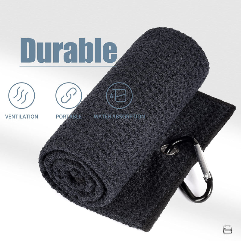 Mile High Life Tri-fold Golf Towel | Premium Microfiber Fabric | Waffle Pattern | Heavy Duty Carabiner Clip | 14 Color Options - BeesActive Australia