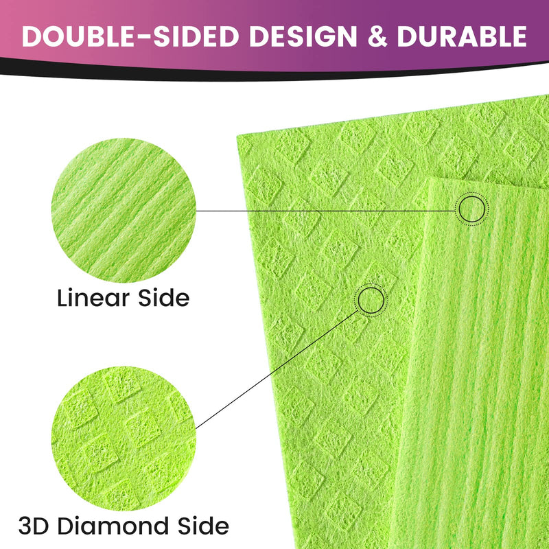 Homaxy Swedish Dishcloths for Kitchen, 10 Pack Reusable and Eco-Friendly Cellulose Sponge Cloths Dish Towels, Absorbent and No Odor Paper Towels for Dishes ＆ Counters, Lime Green Pack of 10 - BeesActive Australia