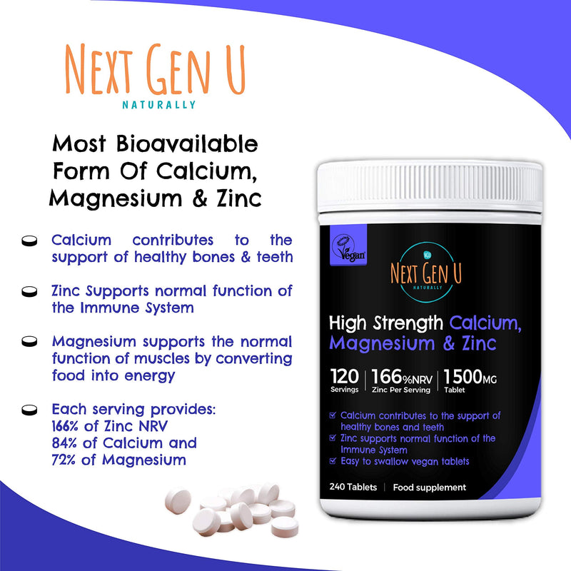 NGU Calcium Magnesium Zinc Essential Mineral Supplement 240 Vegan Caplets for Immune Support and Bone Strength for Adults Women and Men - BeesActive Australia