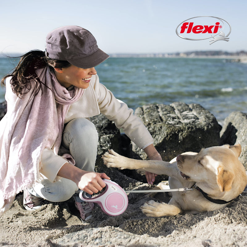 FLEXI New Comfort Retractable Dog Leash (Tape), for Dogs X-Small to Large, 10-26 ft Grey Large - 26 ft - BeesActive Australia