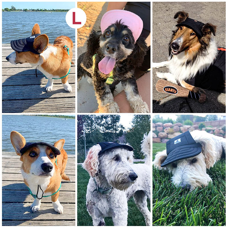 Pawaboo Dog Baseball Cap, Adjustable Dog Outdoor Sport Sun Protection Baseball Hat Cap Visor Sunbonnet Outfit with Ear Holes for Puppy Small Dogs Large (Pack of 1) Blue - BeesActive Australia