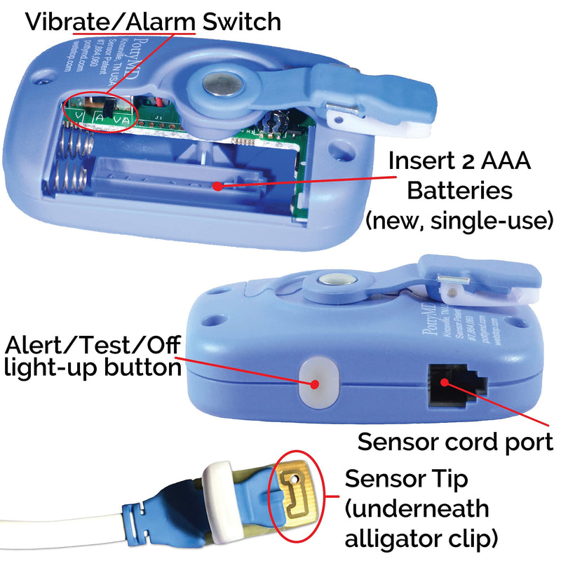 Wet-Stop 3 Bedwetting Alarm (BLUE) 6 Alarms & Vibration, Enuresis Alarm, Incontinence, Potty Training Blue - BeesActive Australia