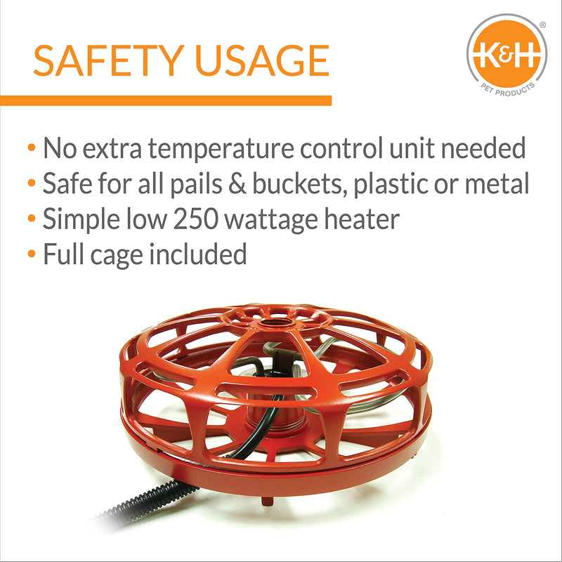 K&H Pet Products Submersible Ultimate Pail & Bucket Deicer Red 250 Watts - BeesActive Australia