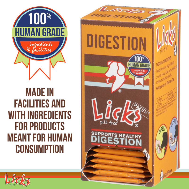 Licks Pill Free Dog Digestion - Dog Gut Health and Gas Relief - Bloating Relief and Digestion Supplement for Dogs - Dog Health Supplies - Gel Packets 30 Use - BeesActive Australia