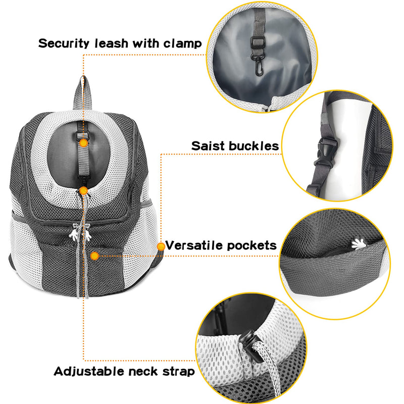 Fhiny Dog Carrier Backpack, Comfortable Doggy Front Backpack Pet Puppy Carrier Travel Pack with Breathable Head Out Design and Padded Shoulder for Walking Biking Hiking Camping Outdoor Small Black - BeesActive Australia