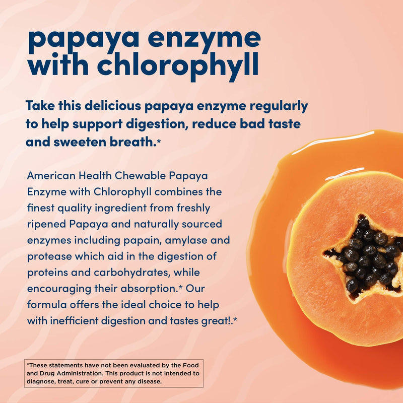 American Health Papaya Enzyme with Chlorophyll Chewable Tablets - 600 Count (200 Total Servings) - BeesActive Australia