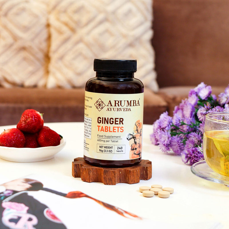Arumba Ayurveda Ginger Tablets 240 Tablets, 400 mg per Tabelt, Made with Pure Ginger Root Powder - BeesActive Australia