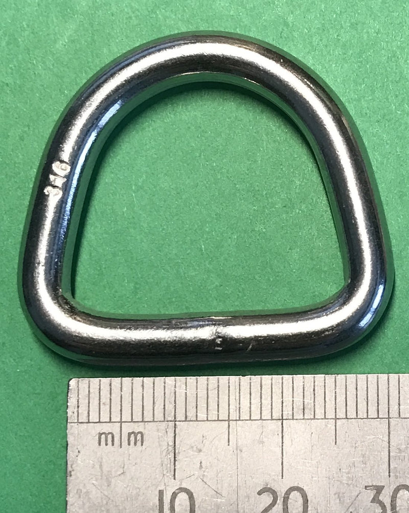 [AUSTRALIA] - 10 Pieces Stainless Steel 316 D Ring Welded 5mm x 25mm (3/16" x 1") Marine Grade Dee 