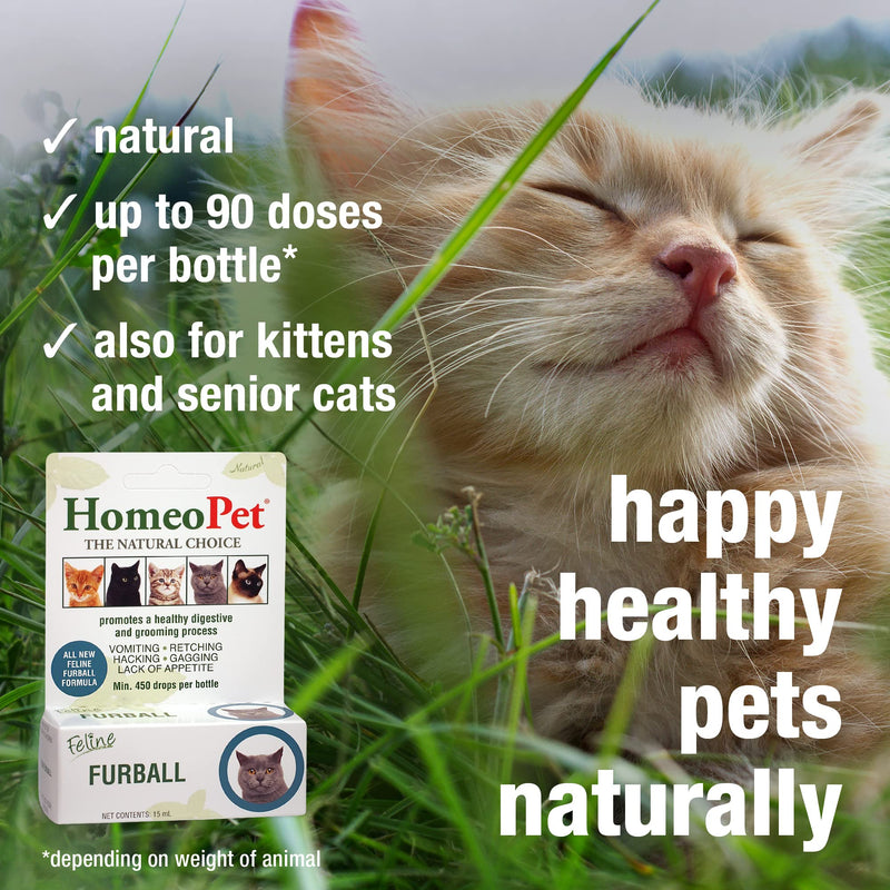 HomeoPet Feline Furball, Natural Hairball Support, 15 Milliliters - BeesActive Australia
