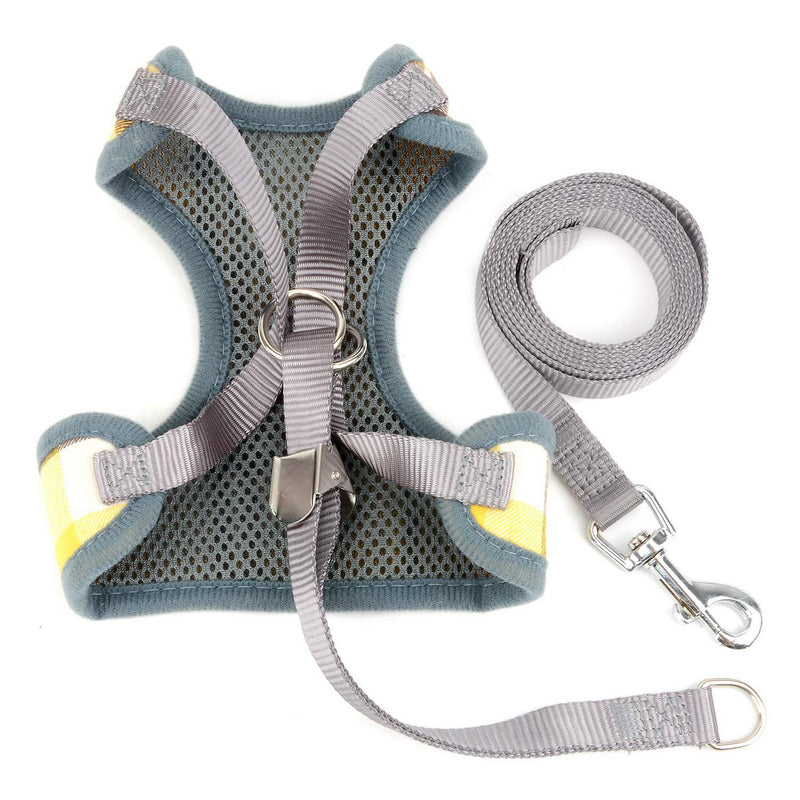 SELMAI Plaid Puppy Harness and Leash for Small Medium Dogs No Pull Soft Mesh Padded Adjustable Cat Vest for Walking Leads S:Bust:23-42cm/9-16.5",for 2.2-6.6Lbs Yellow Plaid - BeesActive Australia