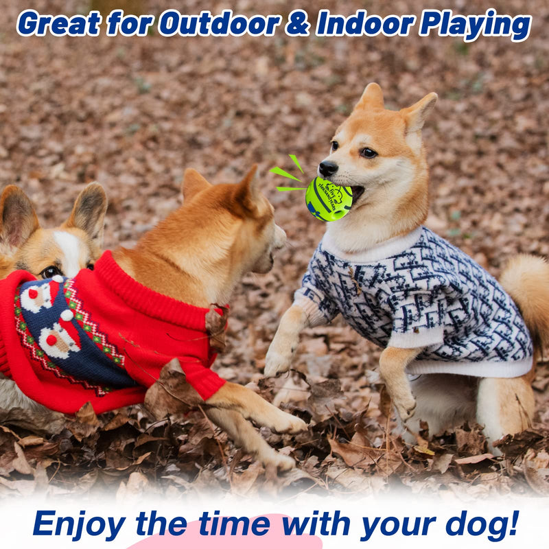 Wobble Giggle Dog Ball, Interactive Dog Toys Ball, Squeaky Dog Toys Ball, Durable Wag Ball for Training Herding Balls Indoor Outdoor Safe Dog Gifts for Small to Large Dogs Small-3.46in Green - BeesActive Australia