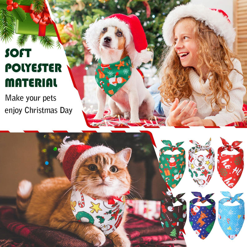 50 Pieces Christmas Dog Bandanas Bulk Dog Kerchief Set Bibs Triangle Dog Scarf Dog Bandanas with Christmas Patterns for Christmas Party Pet Costume Accessories Decoration - BeesActive Australia