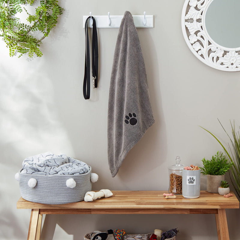 Bone Dry Pet Grooming Towel Collection Absorbent Microfiber X-Large, 41x23.5", Embroidered Gray 41x23.5" - BeesActive Australia