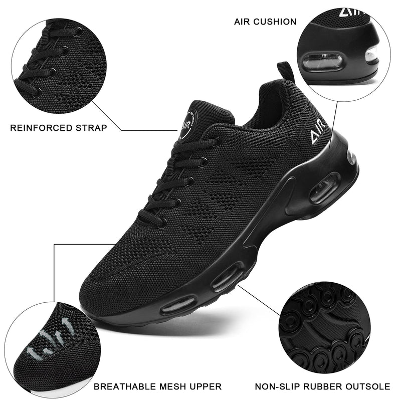 SURRAY Women's Air Running Shoes Walking Tennis Sneakers Non-Slip Athletic Fashion Casual Light Shoes(US5.5-11 B(M) 7 Black - BeesActive Australia