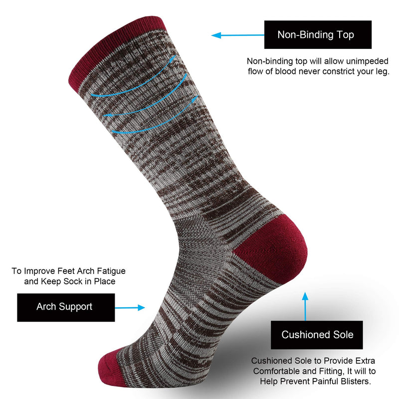 ONKE Merino Wool Cushion Crew Socks for Women Lady Casual Dress Outdoor Trail Hiking Hiker with Light Breathable Performance Multicolor3 9-11 - BeesActive Australia