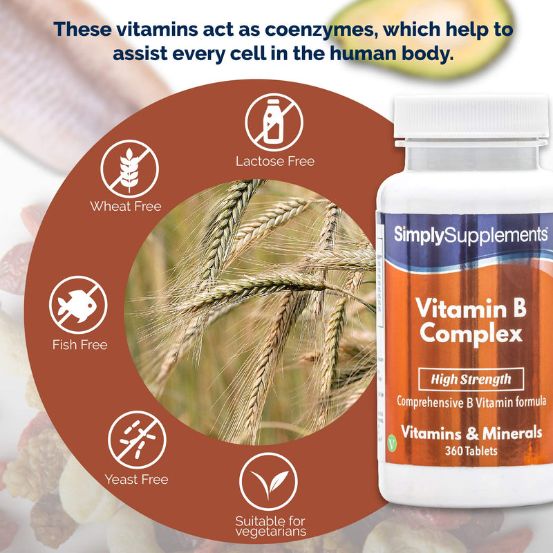 Vitamin B Complex Tablets | High Strength Premium Formulation Includes All 8 B Vitamins, including Biotin & Folic Acid | Vegan & Vegetarian Friendly | Supports Brain Function & Energy Levels | 360 Tablets | Manufactured in the UK - BeesActive Australia