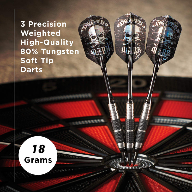 Viper Desperado 80% Tungsten Soft Tip Darts with Storage/Travel Case: Death Mark, 18 Grams Coarse Knurling - BeesActive Australia