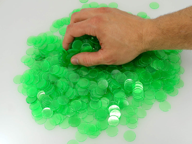 Regal Games - 500 Transparent Bingo Chips - 3/4 Inch - for Large Group Games, Game Night, Bingo Hall, & Educational Activities - Ages 5+ - 500 Count Green - BeesActive Australia