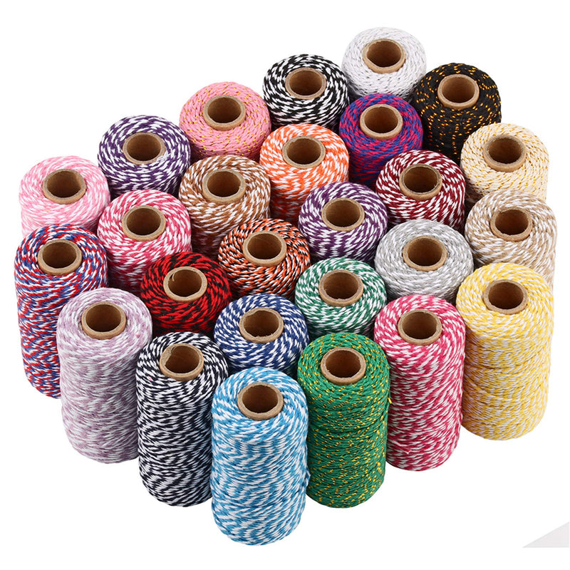 1 Roll 2mm 109 Yard Colourful Cotton Cord Bakers Twine DIY Crafts Gift Wrapping Christmas Wedding Home Decor String Rope (Dark Purple+White) Dark Purple+white - BeesActive Australia