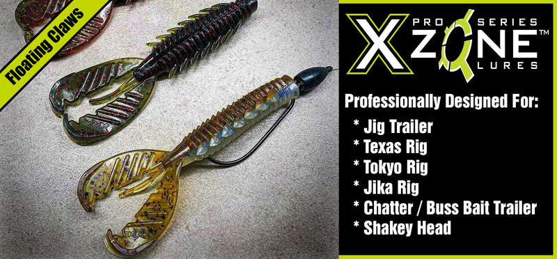 X Zone 4.25" Adrenaline Craw | Crawfish Lures for Bass, Trout, and More, Classic Aggressive Crayfish Lure Designed by Tournament Winner Brandon Palaniuk (6 Pack) 309 4.25" - BeesActive Australia