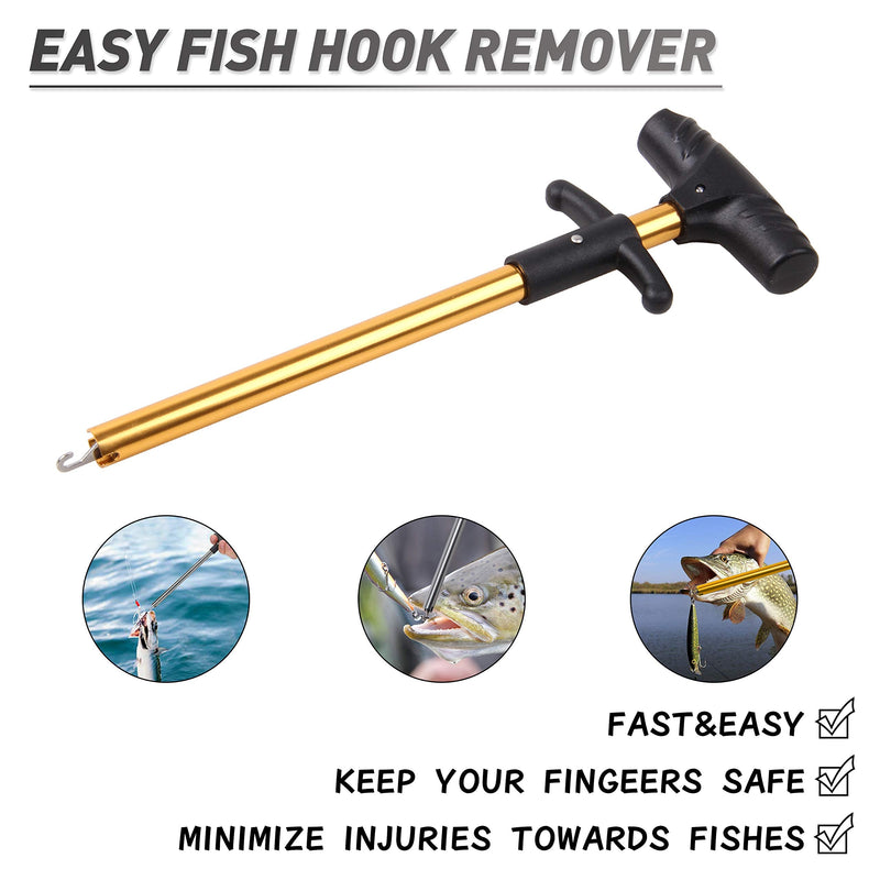 FUSIGO Portable T-Shape Fishing Hook Remover Tool Extractor Aluminum Fish Hook Seperator Tool 5 Colors Gold-1pc - BeesActive Australia