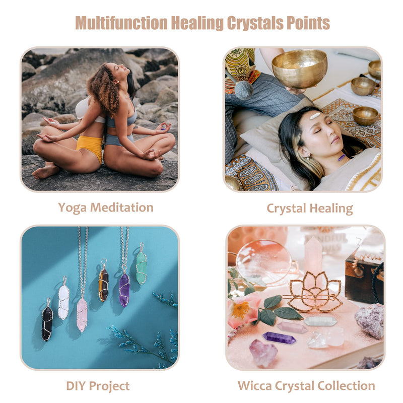 CrystalTears Healing Crystal Wands Hexagonal Natural Amethyst Rose Quartz Clear Quartz Reiki Healing Crystals Points Gemstone Wand Set for Meditation Crystal Therapy Christmas Gift Amethyst+rose Quartz+clear Quartz - BeesActive Australia