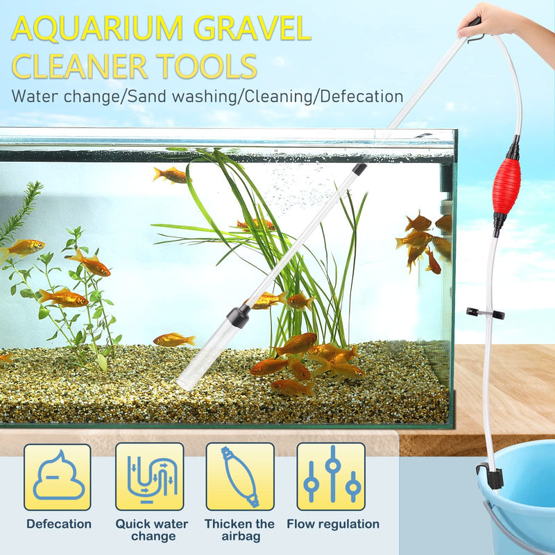 fishkeeper Fish Tank Cleaning Tools Gravel Vacuum for Aquarium, 80GPH/256GPH Fish Tank Vacuum Gravel Cleaner with Hanging Clip & Flow Control Clamp Small - BeesActive Australia
