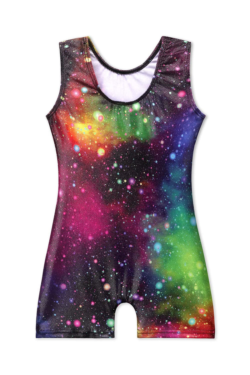 EQSJIU Gymnastics Leotards for Girls Kids Rainbow Mosaic Mermaid Butterfly Stars Leopard Galaxy Tie Dye Cosmos Leopard 1-2T Multicolored Galaxy - BeesActive Australia