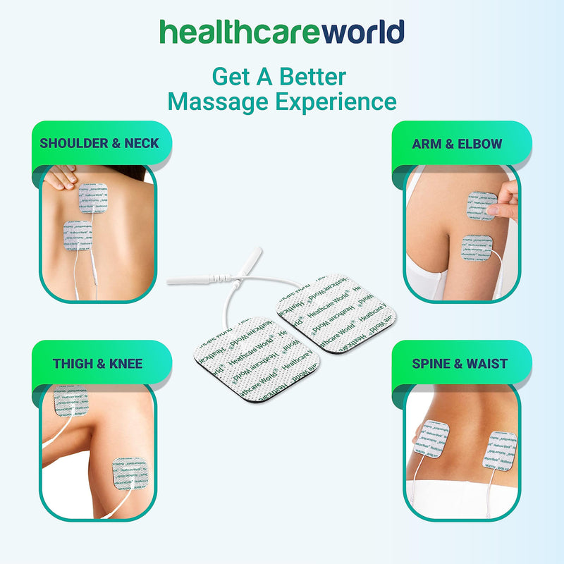 16 Square Tens Electrodes Pads Tens Pads for TPN Tenscare NeuroTrac Flexi Tens Machines - By Healthcare World - BeesActive Australia